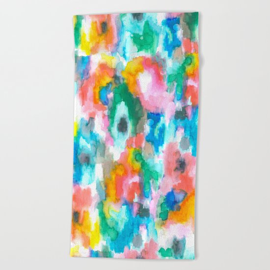 Paradise Watercolor Ikat Beach Towel
