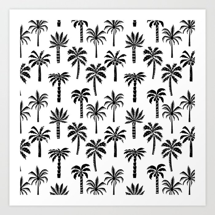 Minimalist Black and White Palm Tree Print - Palm Tree - Sticker