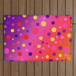 Vivid Sunset-Colored Ombre with Polka Dots! Outdoor Rug