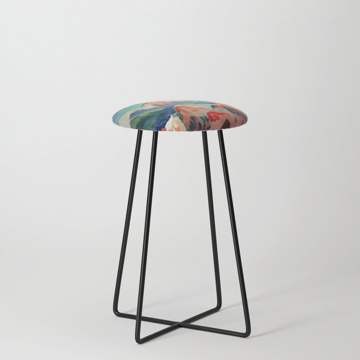 Abstract Pastel Mountains Counter Stool