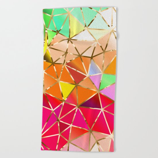 Rainbow Geometric Pattern #7 Beach Towel