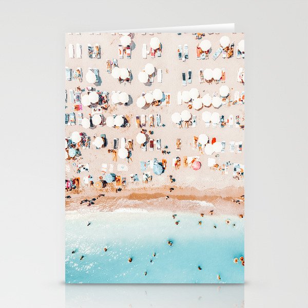 Aerial Beach Umbrellas, People Beach, Coastal Beach Print, Aerial Photography, Ocean Waves Print, Sea Print, Modern Home Decor, Art Print Stationery Cards