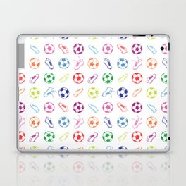 Soccer balls and boots doodle pattern. Digital Illustration Background Laptop Skin