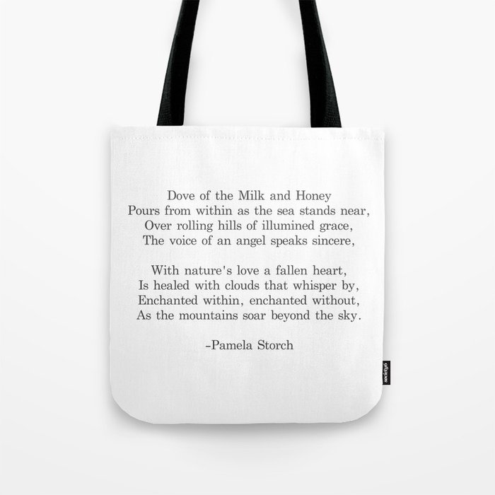 Dove of the Milk and Honey Poem Black and White Writer's Edition Tote Bag