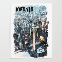 Toronto Canada city watercolor Poster