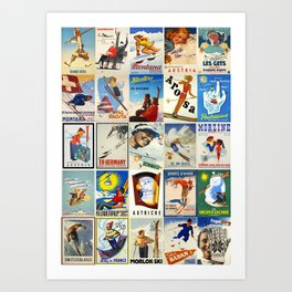 Vintage Skiing Posters Art Print