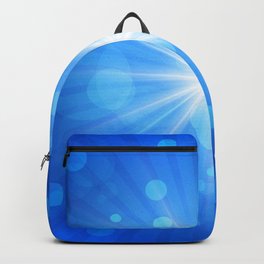 Glowing White Light on Blue Background. Backpack