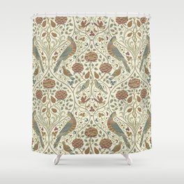 William Morris Seasons By May Birds Linen Shower Curtain