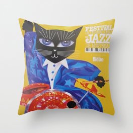 1994 Montreal Jazz Festival Cool Cat Poster No. 3 Gig Advertisement Throw Pillow