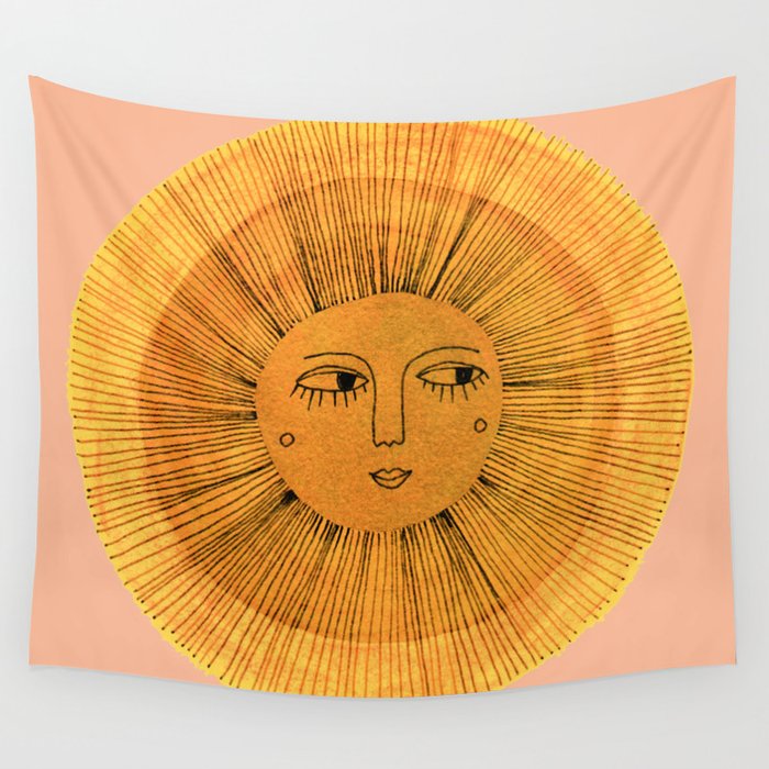 Yellow sun tapestry best sale