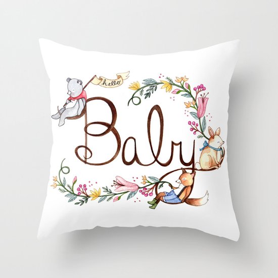 Hello Baby Throw Pillow