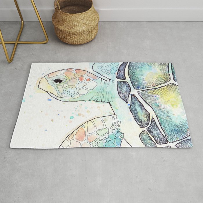 Turtle Watercolour Rug