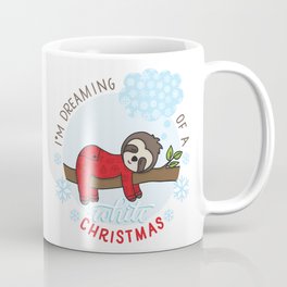 Sloth dreaming of a White Christmas Coffee Mug