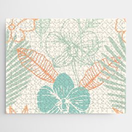 Tropical Palm And Orchid Flower Pattern Jigsaw Puzzle