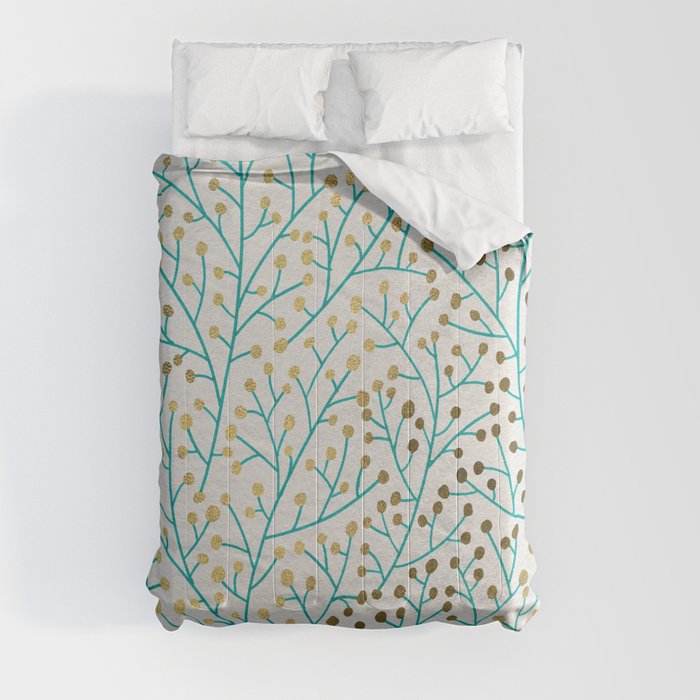 Berry Branches – Turquoise & Gold Comforter