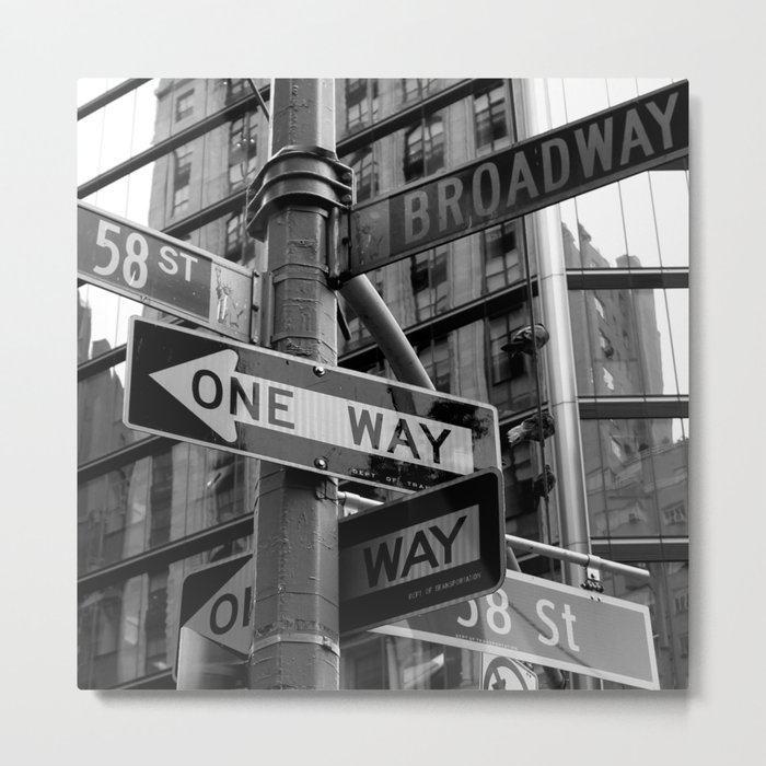 Street sign in New York City, black and white Metal Print