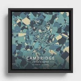 Cambridge, United Kingdom - Cream Blue Framed Canvas