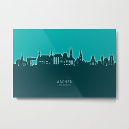 Aachen Germany Skyline Metal Print | Michaeltompsett, Teal, Deutschland, Cityscape, Skyline, Tompsett, Aachen, 21754, Painting, Germany 