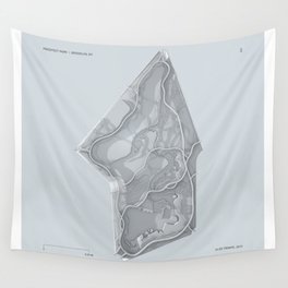 Brooklyn Prospect Park Map (Silver/Gray) Wall Tapestry