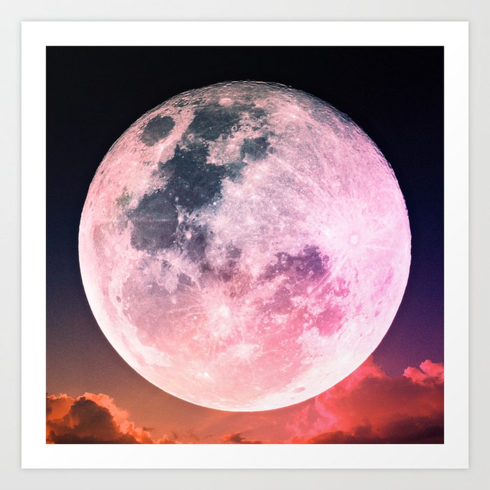 Super Pink Moon Art Print by pixel_voodoo