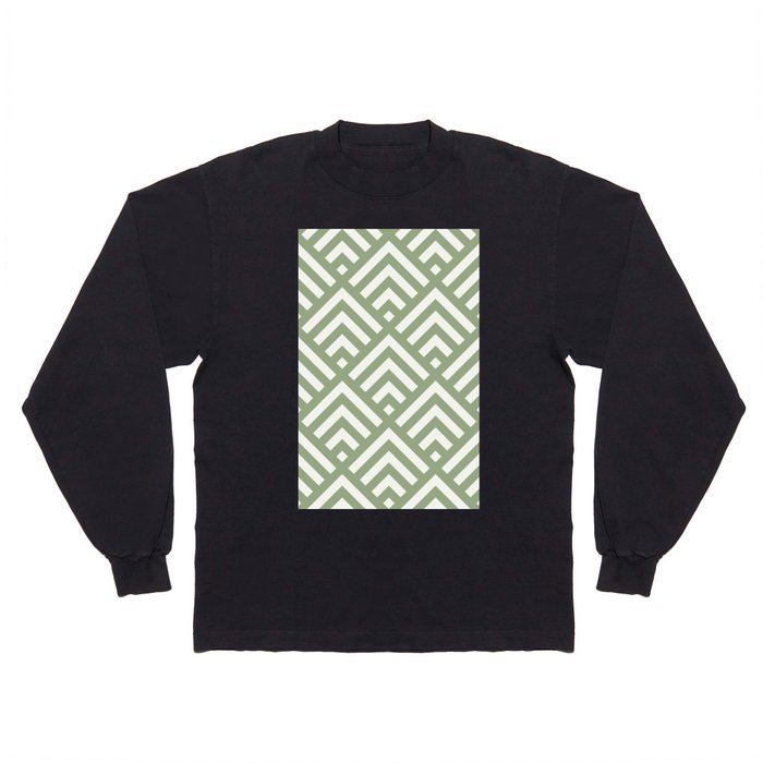 Midcentury Sage Green Geometric Minimalist Long Sleeve T Shirt