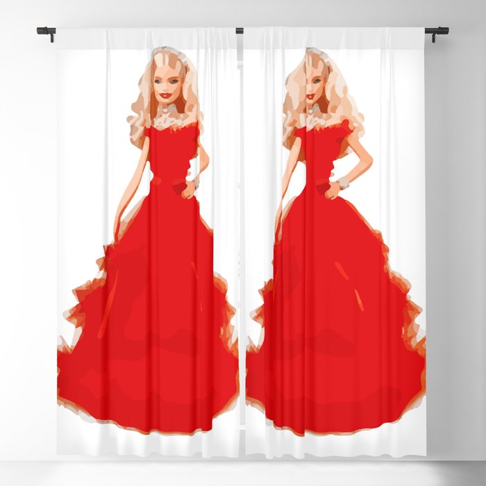 Christmas Doll in Red Dress Vector Art Blackout Curtain