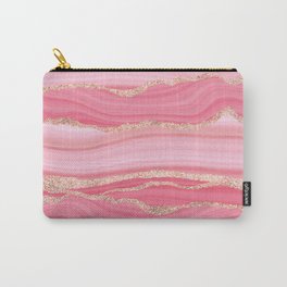 Blush Pink And Gold Marble Stripes Carry-All Pouch