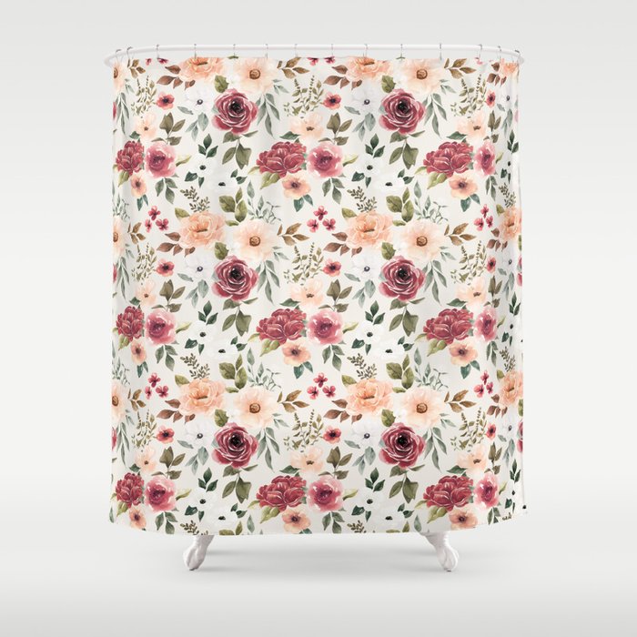Floral on Cream Shower Curtain