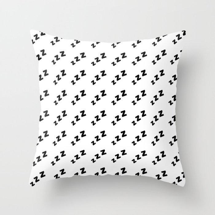 Zzzs Pattern in Black Throw Pillow