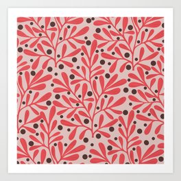 Pink leaves pattern Art Print