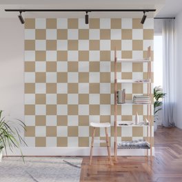 Checkered (Tan & White Pattern) Wall Mural
