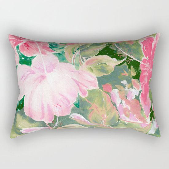 hibiscus tropical watercolor Rectangular Pillow
