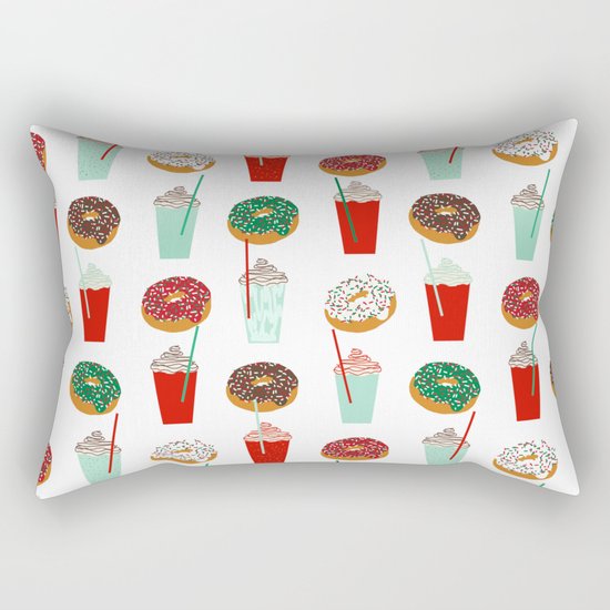 Christmas donuts sweet treats doughnuts coffee cafe latte foodie foods Rectangular Pillow