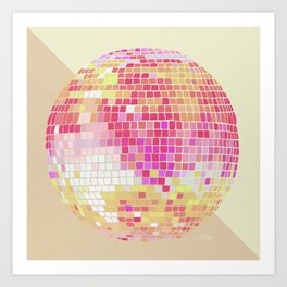 Disco Ball – Pink Ombré Art Print