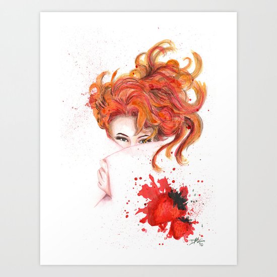 Peepin' Strawberries Art Print
