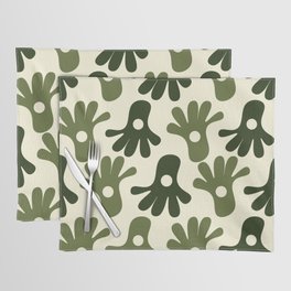 Abstract vintage hand pattern - Dark Olive Green and Cornsilk Placemat