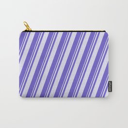 [ Thumbnail: Lavender & Slate Blue Colored Stripes Pattern Carry-All Pouch ]