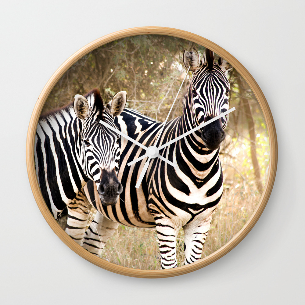 Two Zebras Wall Clock by dubinskyphotos