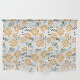 Honey Bees and Orange Flowers Wall Hanging