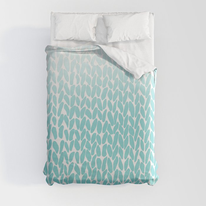 Hand Knitted Ombre Teal Duvet Cover