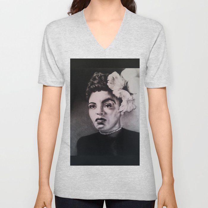 Billie Holiday V Neck T Shirt