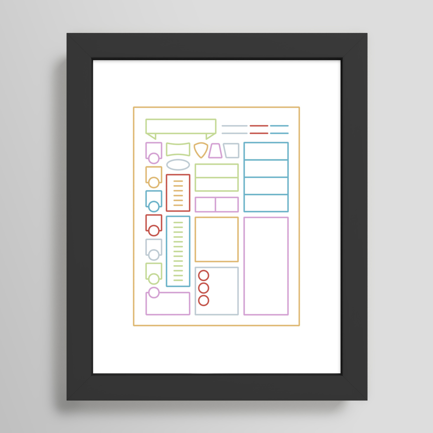 dnd character sheet dnd dungeons dragons d d framed art print by glassstaff society6