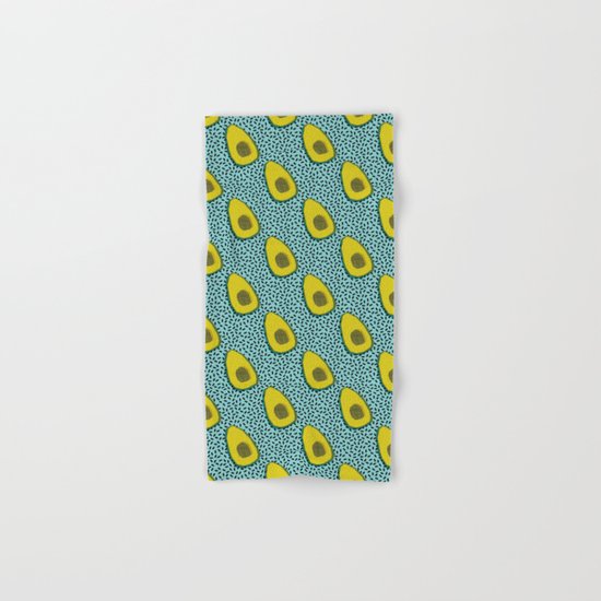 Fer Shure - memphis retro throwback avocado love fruit vegetable vegan vegetarian raw food art Hand & Bath Towel