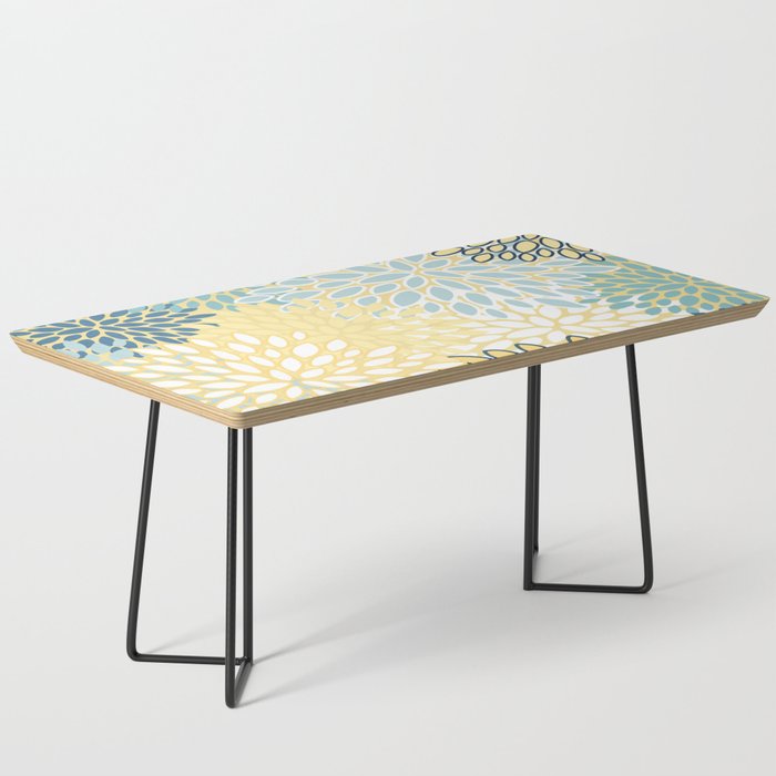 Modern Teal and Yellow Flower Coffee Table
