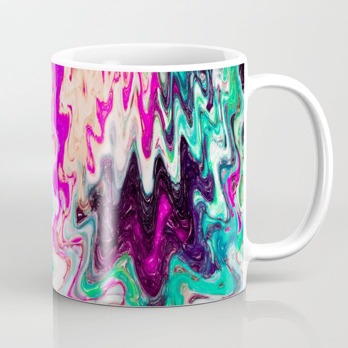 Wavy Fluid Paint Abstraction In Turqouise Coffee Mug