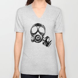 Impending Chaos / Dislocated Gas Mask — Portrait V Neck T Shirt