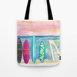 Surfboard Philosophy  - Enjoy Life, Travel and Surf - Surfboard Wall Tote Bag