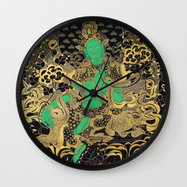 Green Tara Thangka, Buddhist Art Wall Clock