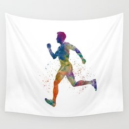 Watercolor runner athlete Wall Tapestry