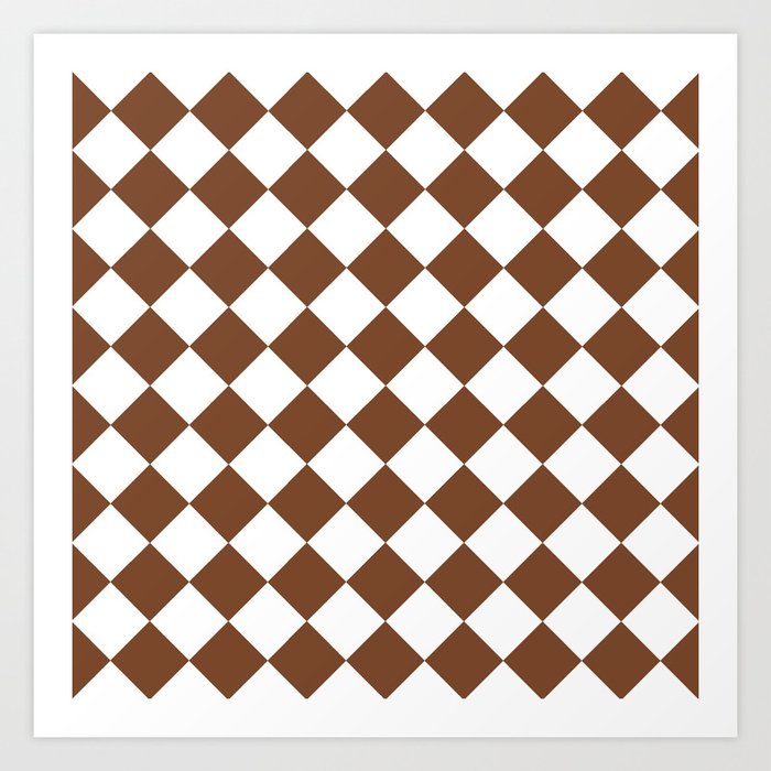 Rhombus Texture (Brown & White) Art Print